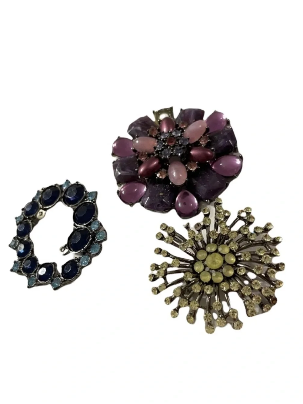 Vintage Jewelry Crafters Lot Assorted Retro Floral Set Purple Blue Yellow Green